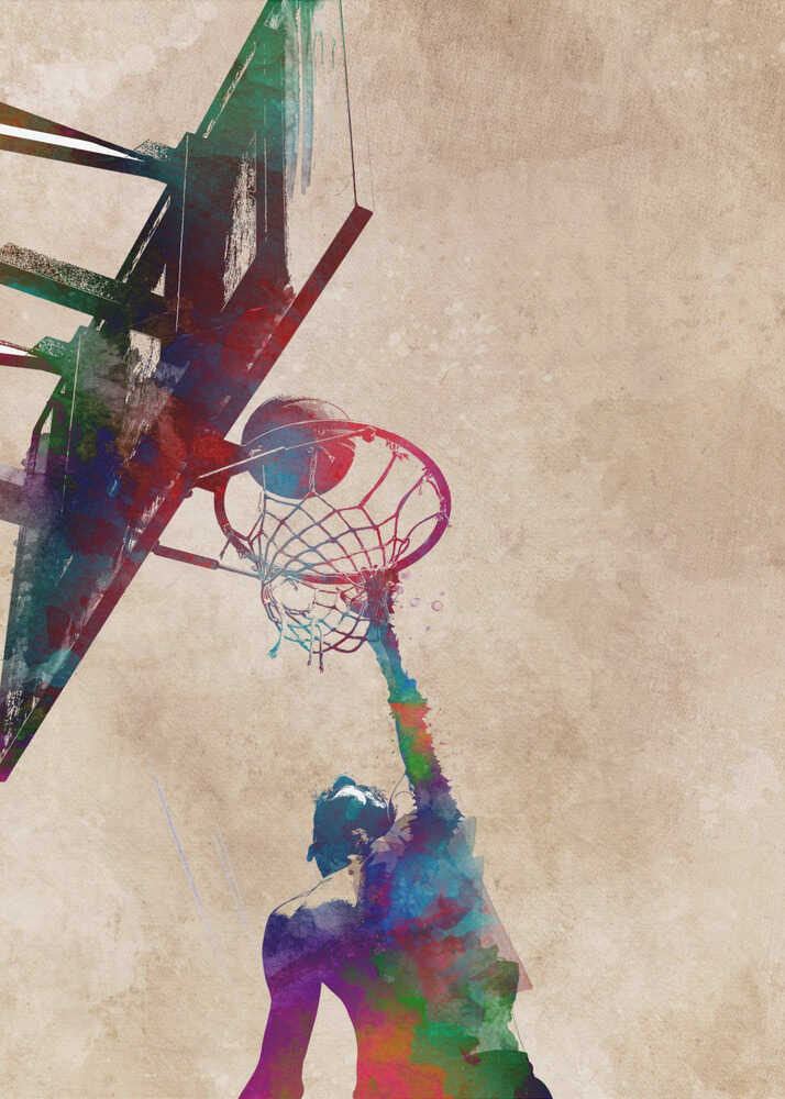 Färgglad basketdunk-affisch
