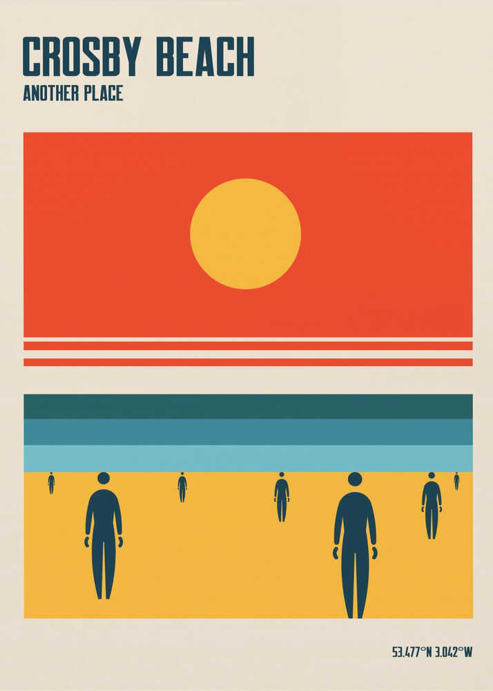 Crosby Beach Iron Men Liverpool Merseyside Poster