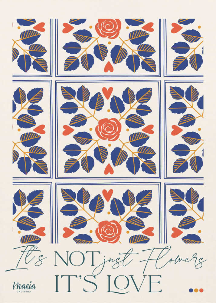 Love Flowers Botanical Pattern Poster