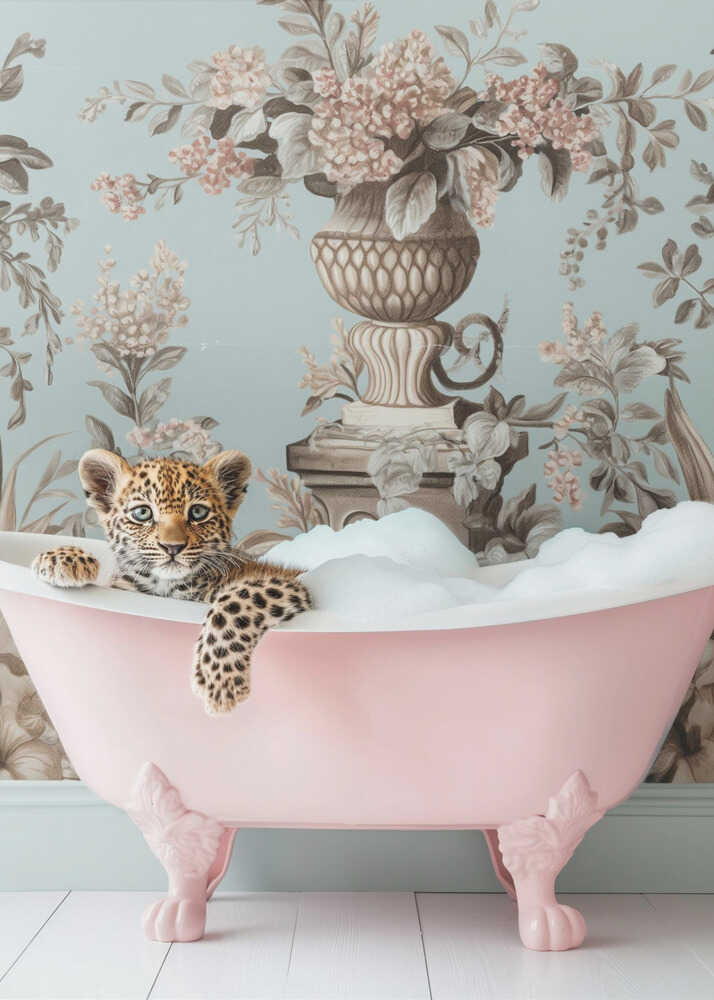 Baby Jaguar Bubble Bath Poster