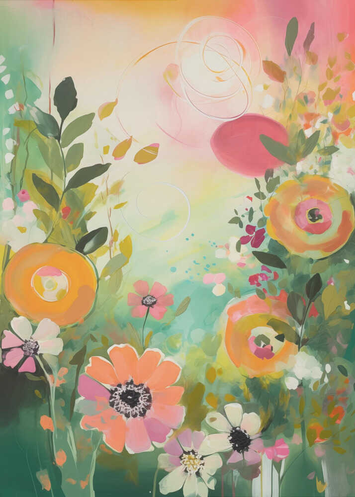 Livfull abstrakt blomster Poster