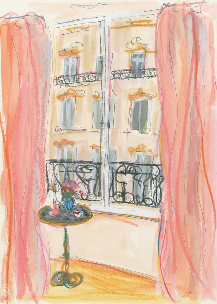 Paris Vinduesudsigt Illustrationsplakat