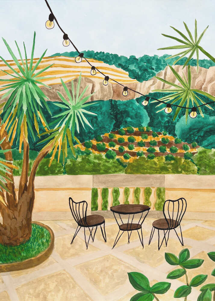 Frodig uteplatsutsikt Poster