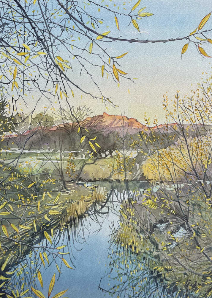 Golden River Reflections Poster