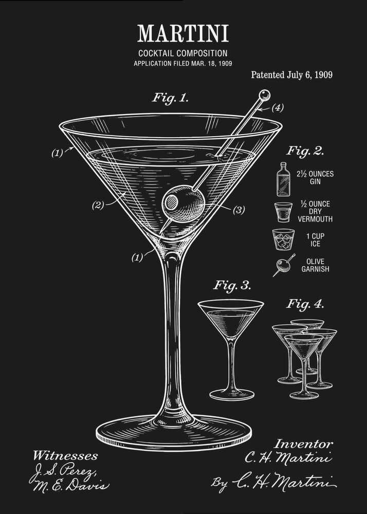 Klassisk Martini Patenttegning Plakat
