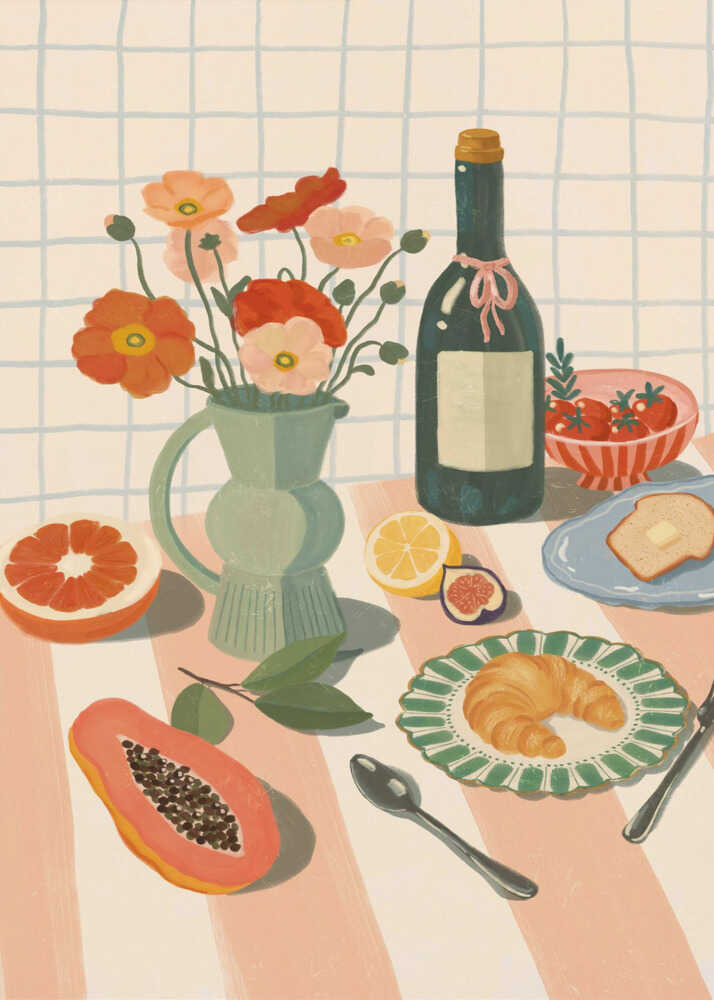 Färgglad frukost: Stilleben Poster