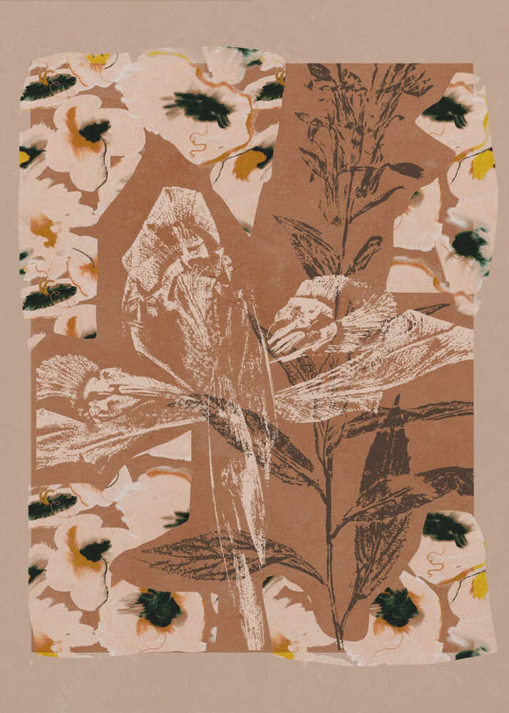Jordnær blomsterkollageplakat