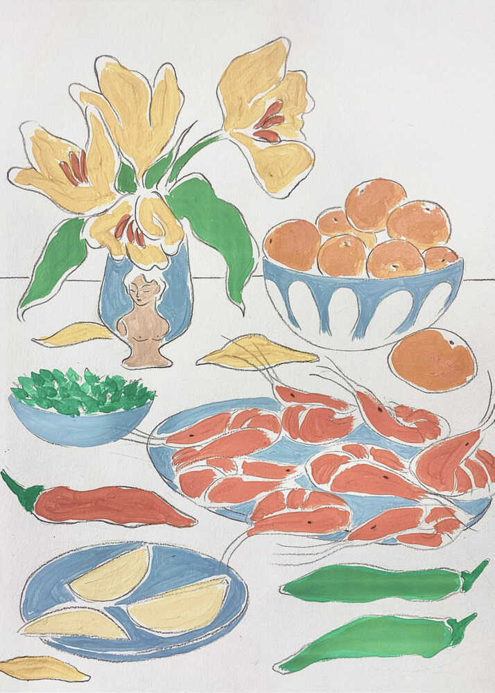 Fresh Flowers and Feast Poster