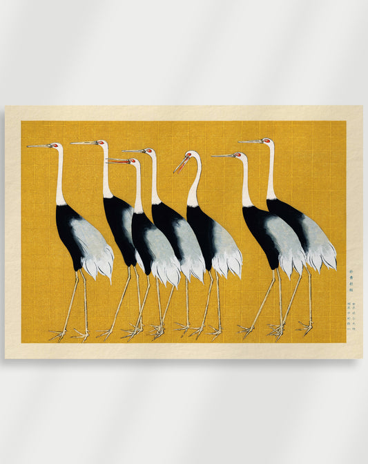 Japanska röda krontranor av Ogata Korin Poster