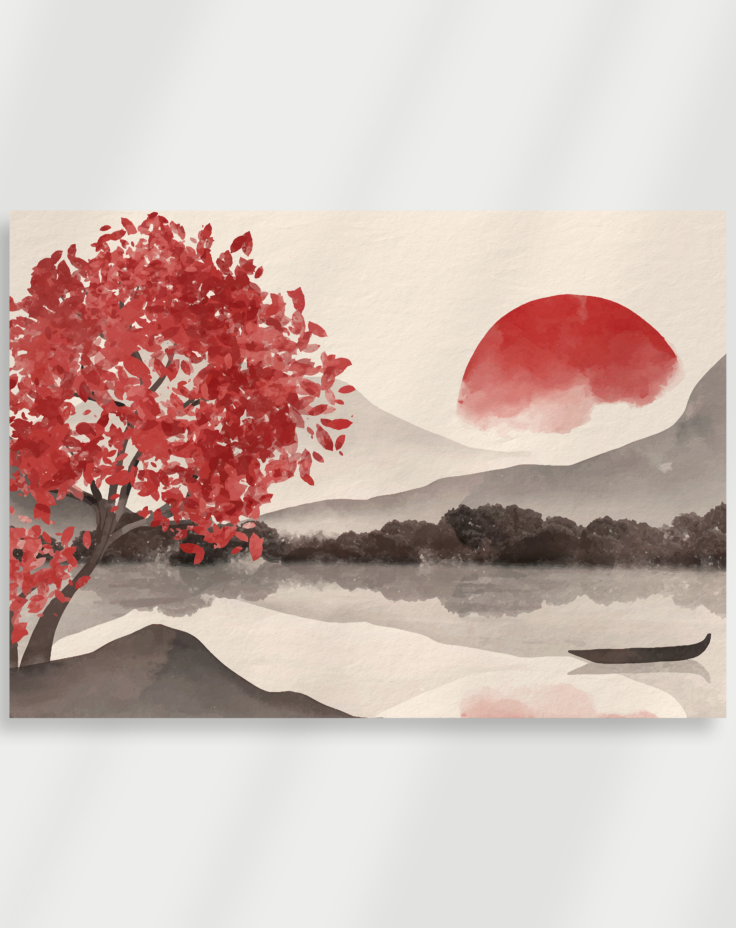 Minimal Japandi poster with neutral tones and abstract composition
