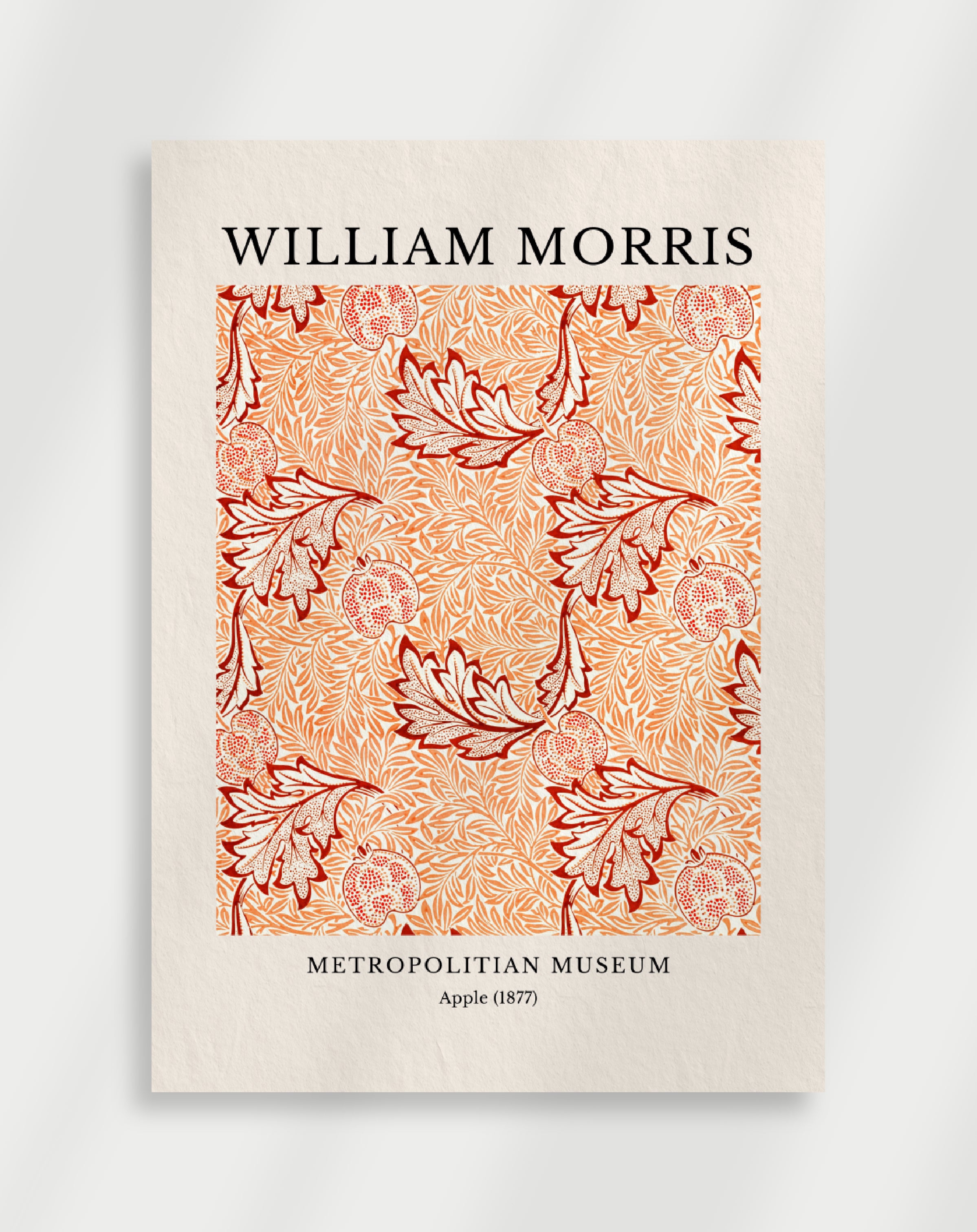 Botanical apple tree wall art with fruit and leafy branches by William Morris