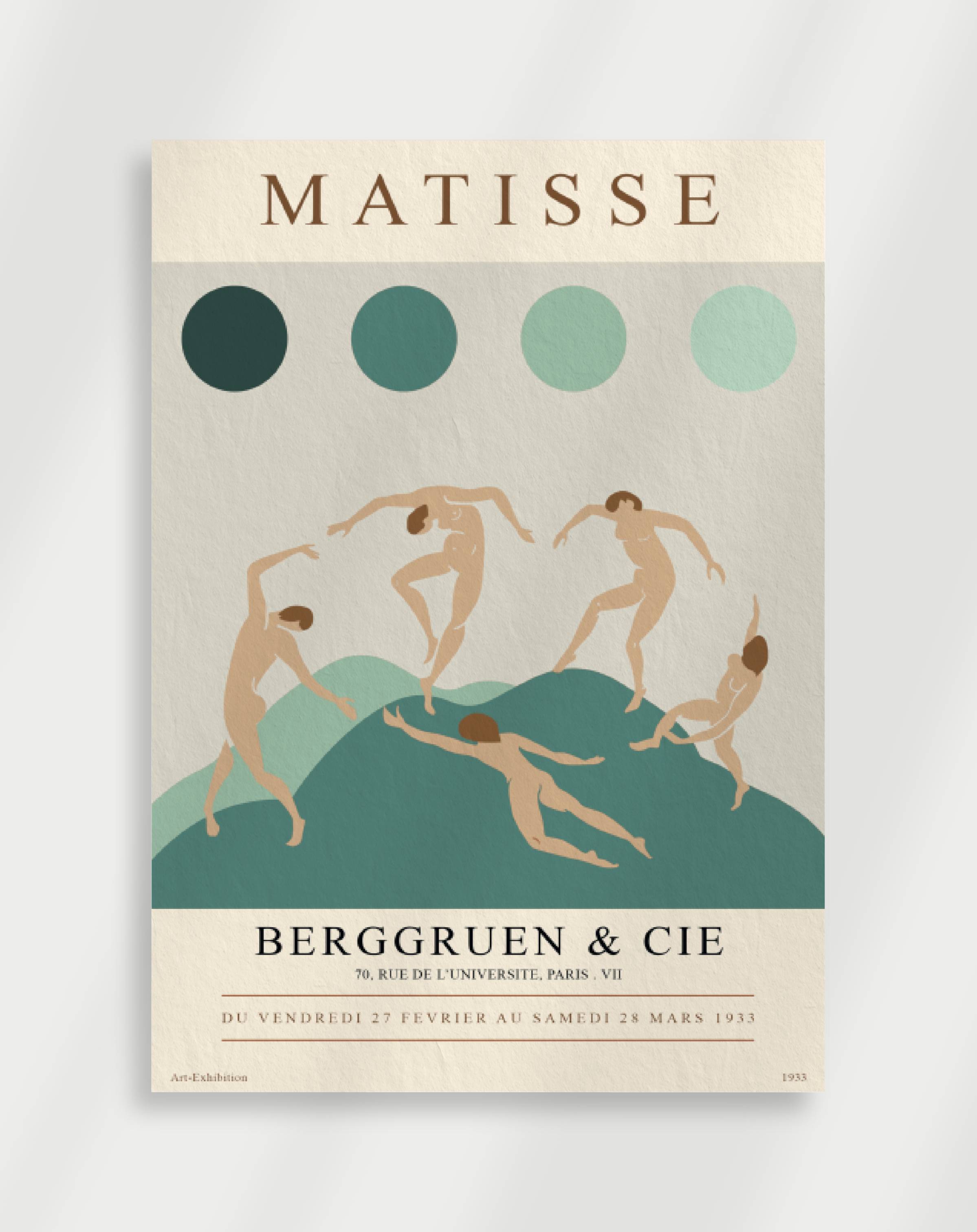 Minimalist green nude figure with simplified form in Matisse style