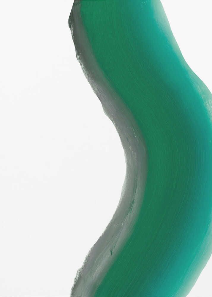 Teal brushstroke poster with a thick wavy teal brushstroke on a white background