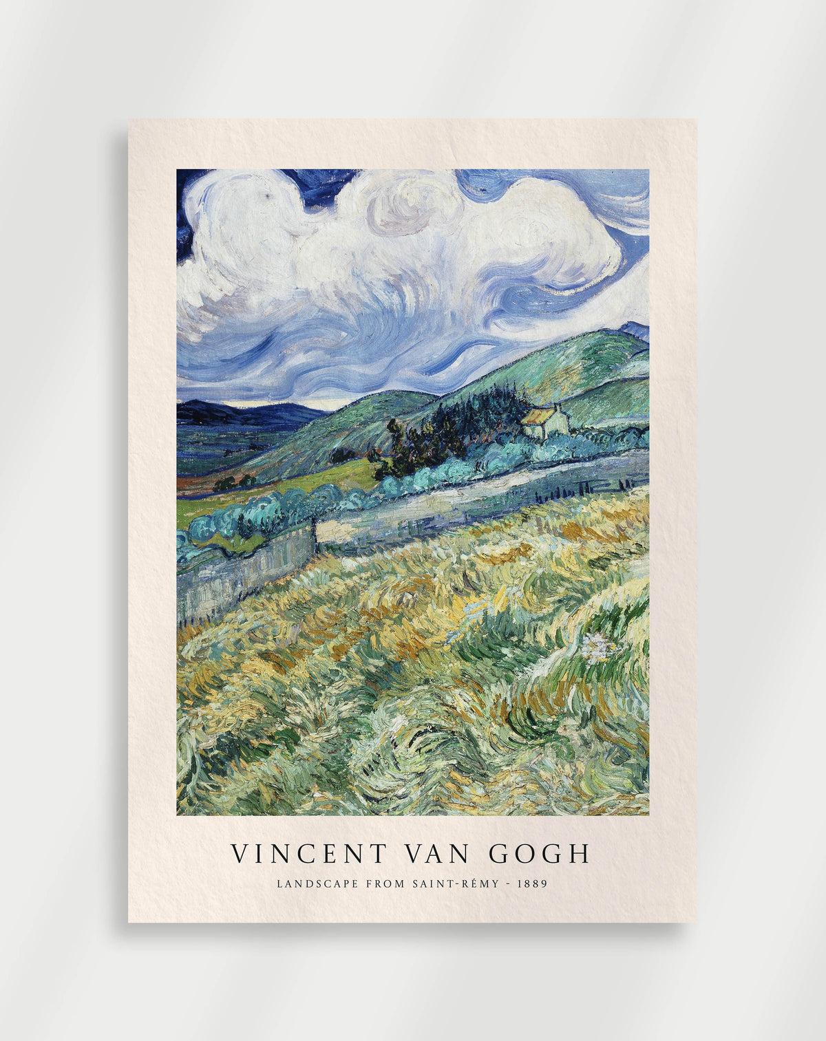 Landscape from Saint-Rémy with rolling hills and expressive sky by Vincent van Gogh