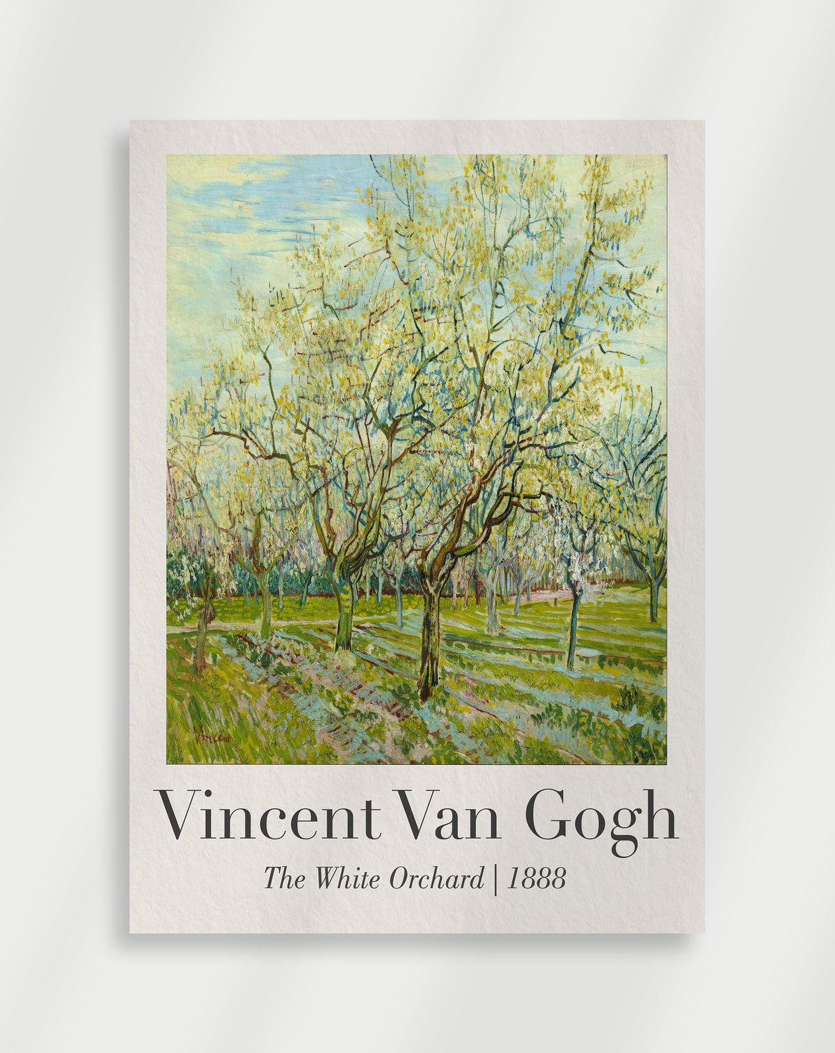 Blooming orchard landscape with soft white blossoms and spring atmosphere by Vincent van Gogh