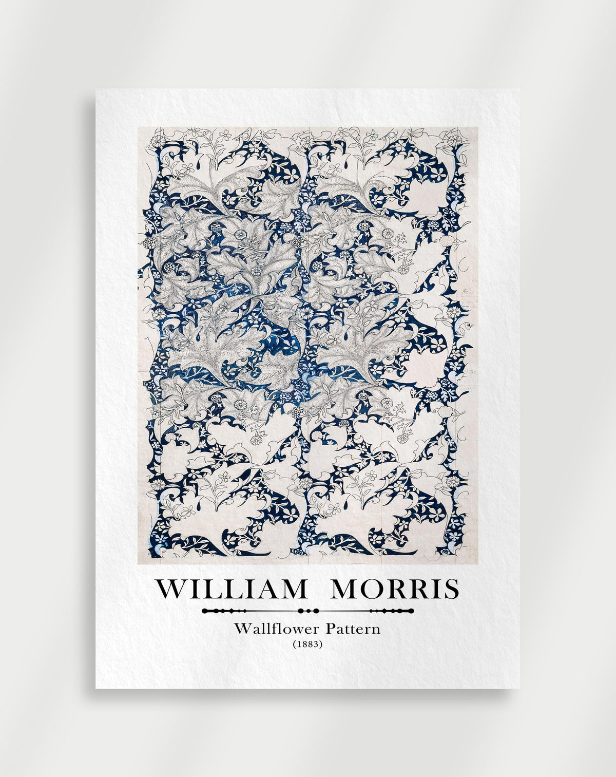 Vintage Wallflower Pattern wall art in blue and cream by William Morris, 1883