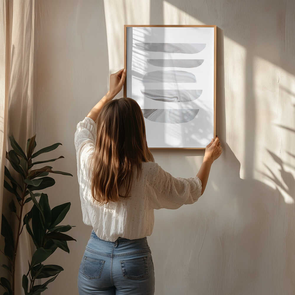 Minimalistiska marmormönster i neutrala färger Poster