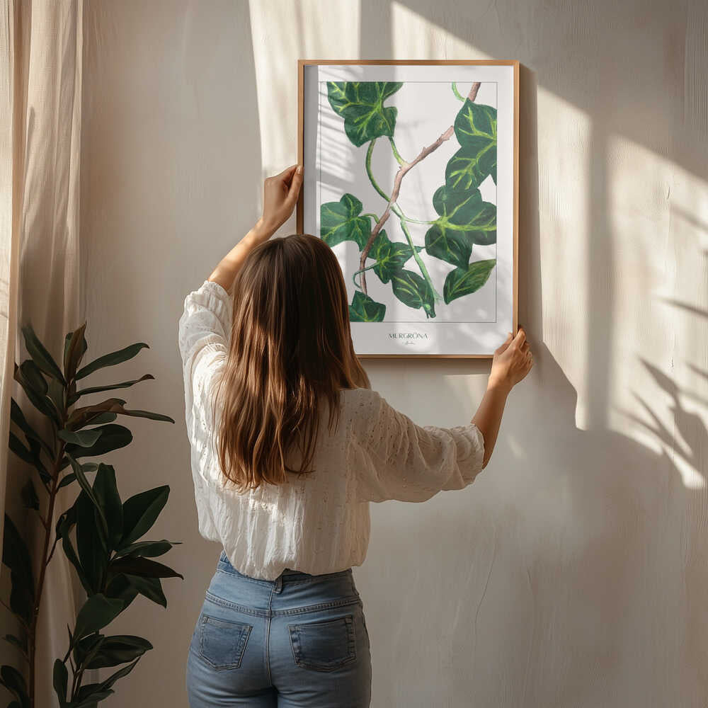 Botanisk med grön murgröna Poster