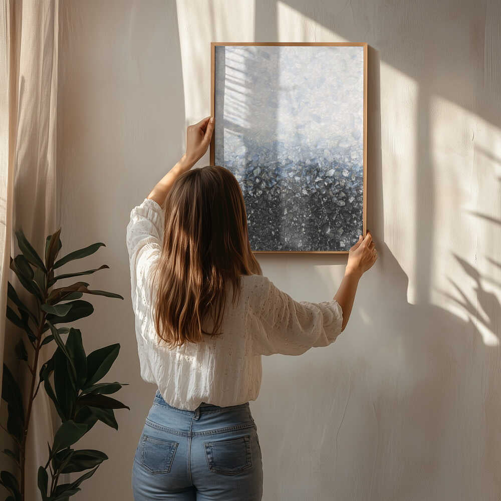 Blå svart kristallgradient Poster