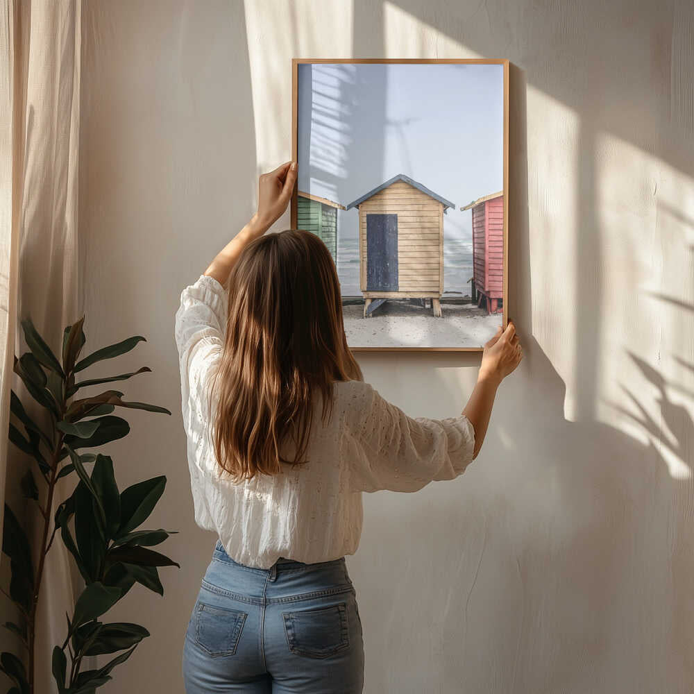 Färgglada strandhytter