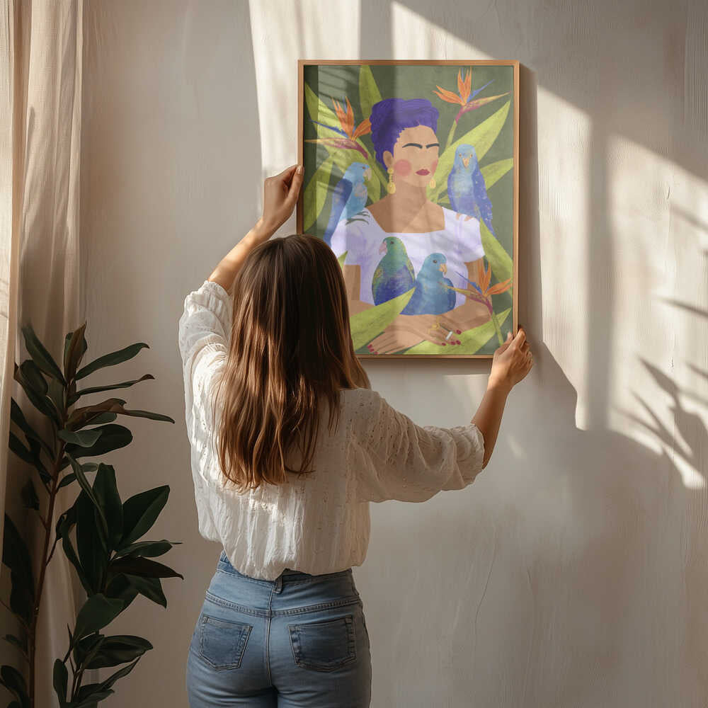 Frida and birds Poster