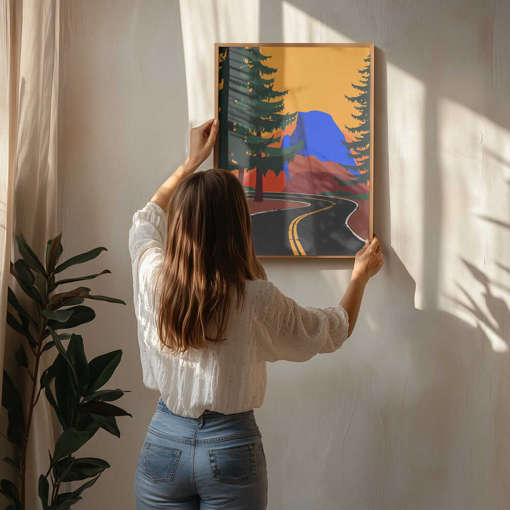 Clacier Road med Half Dome Poster