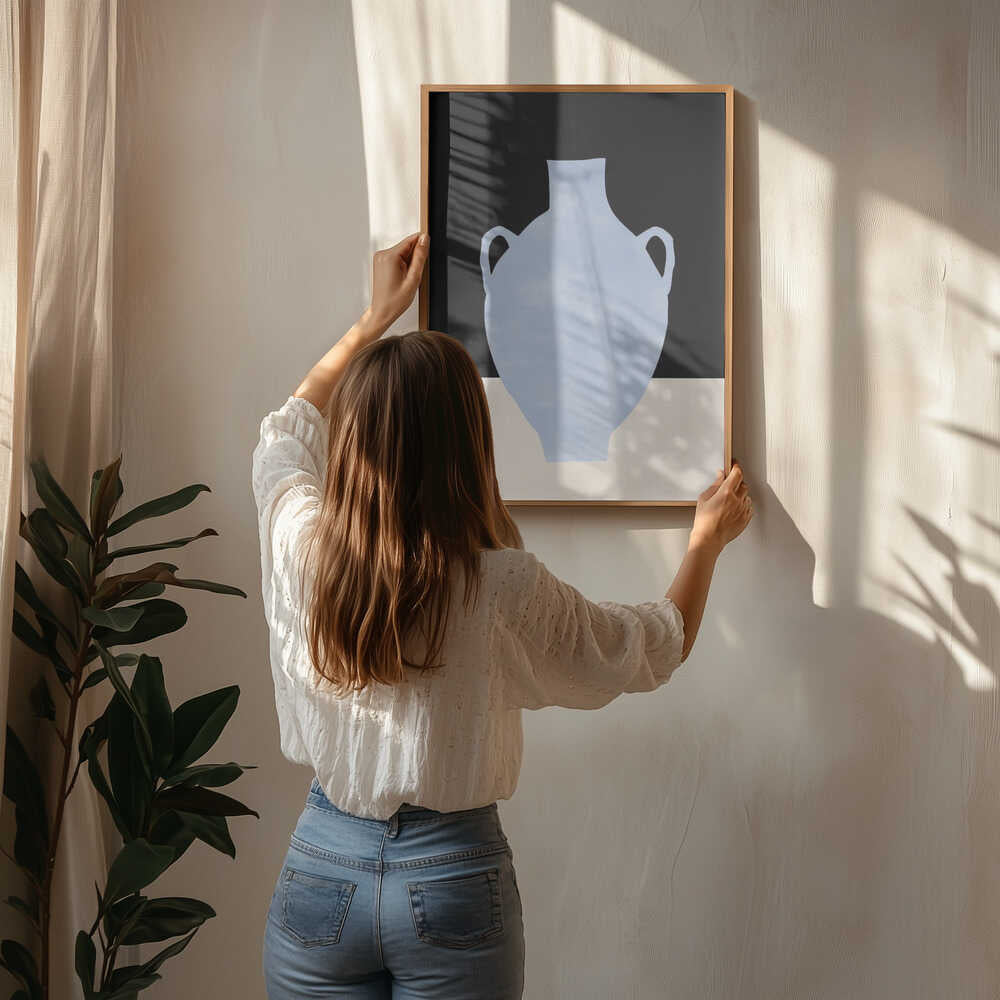Blå minimalistisk vaseplakat