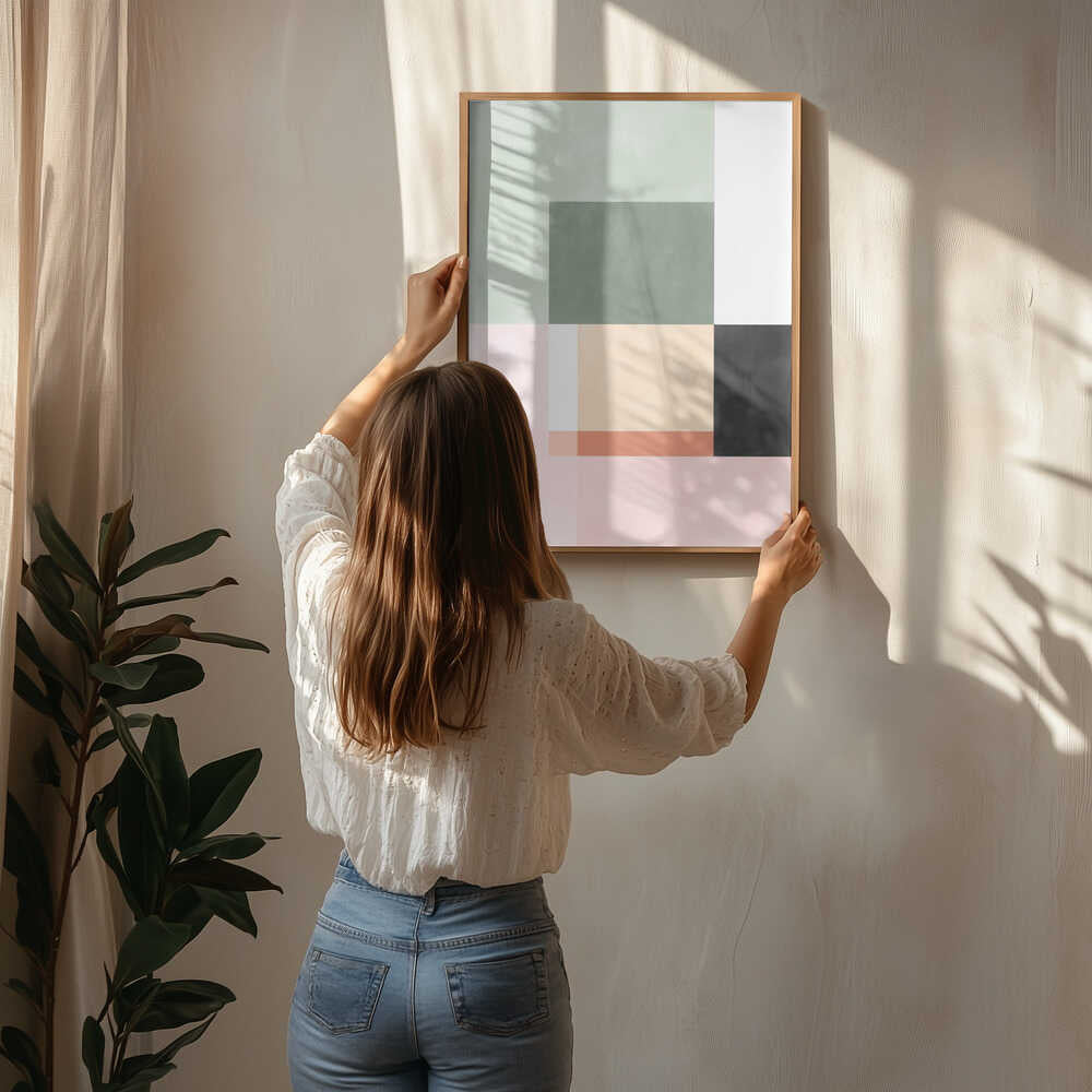 Abstrakt komposition med geometriske former plakat