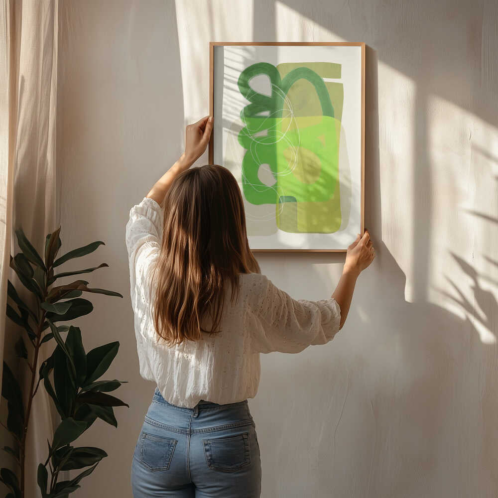 Målade linjer grönbrun 4 Kopie Poster