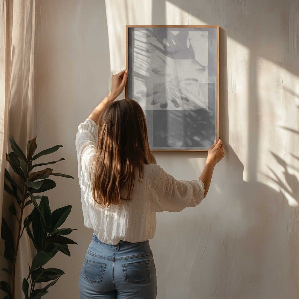 Abstrakt grå botanik Poster