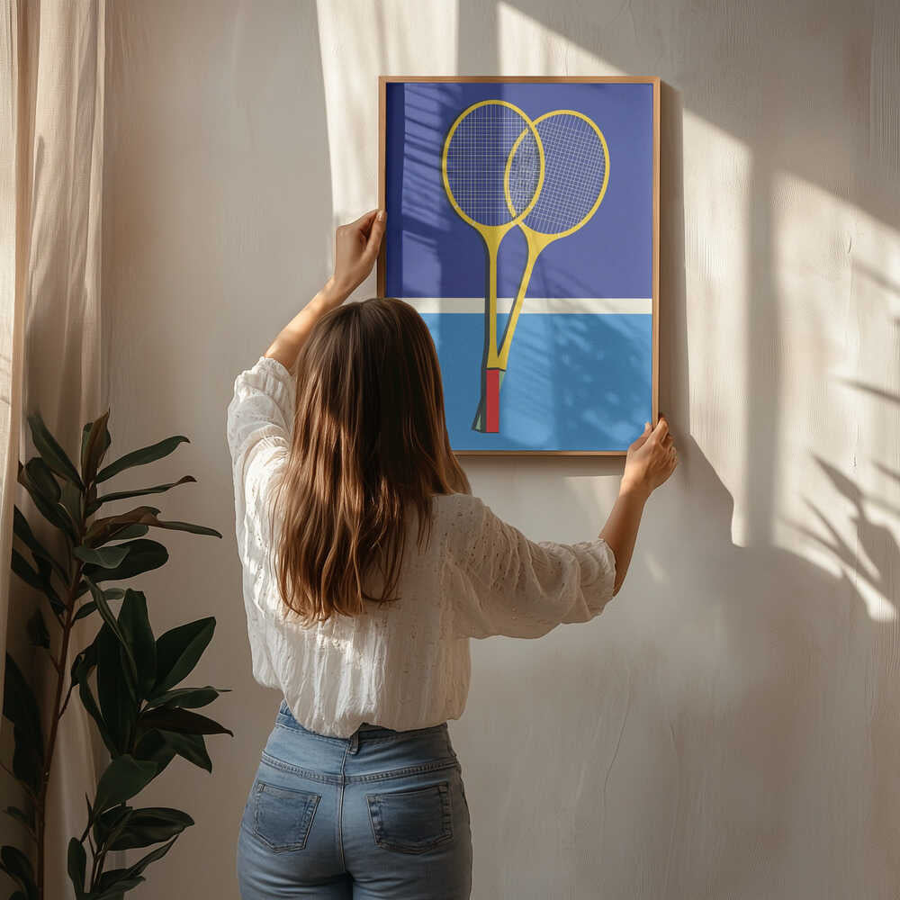 Badmintonracketar i trä Poster