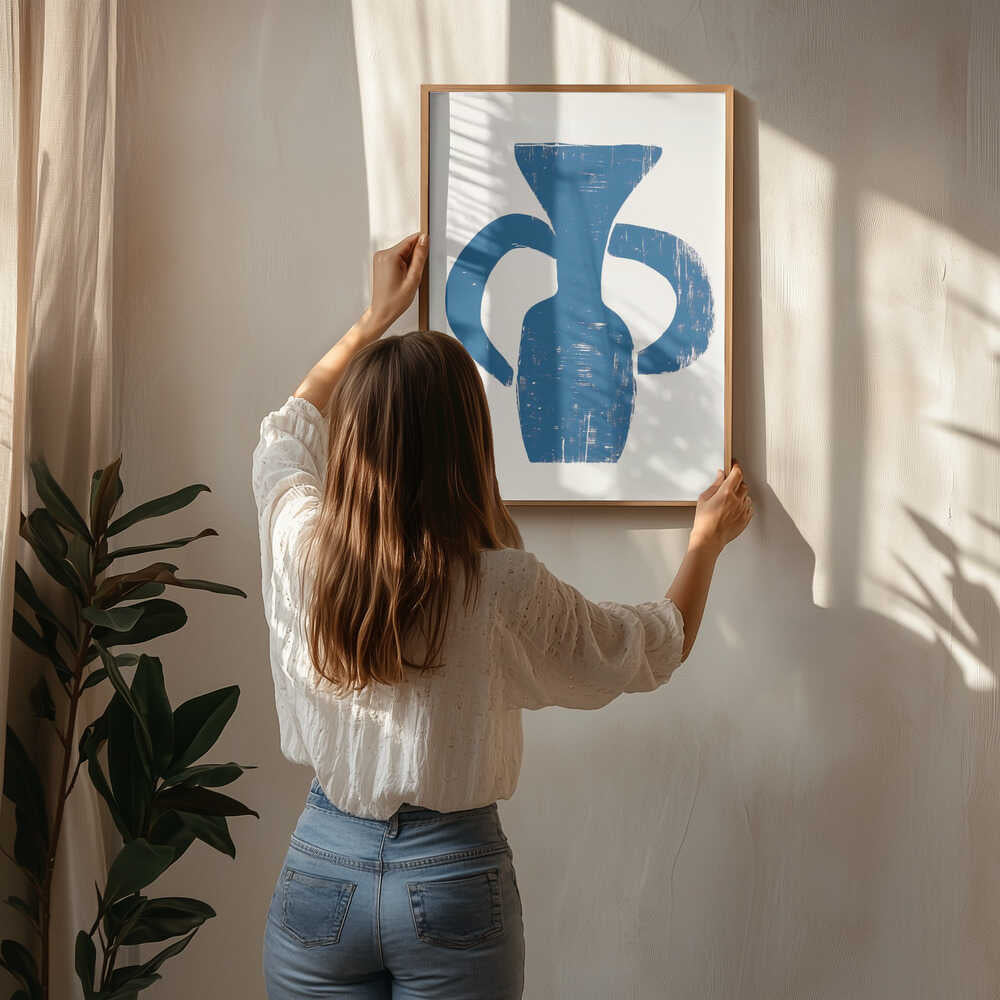 Blå tekstureret vase plakat