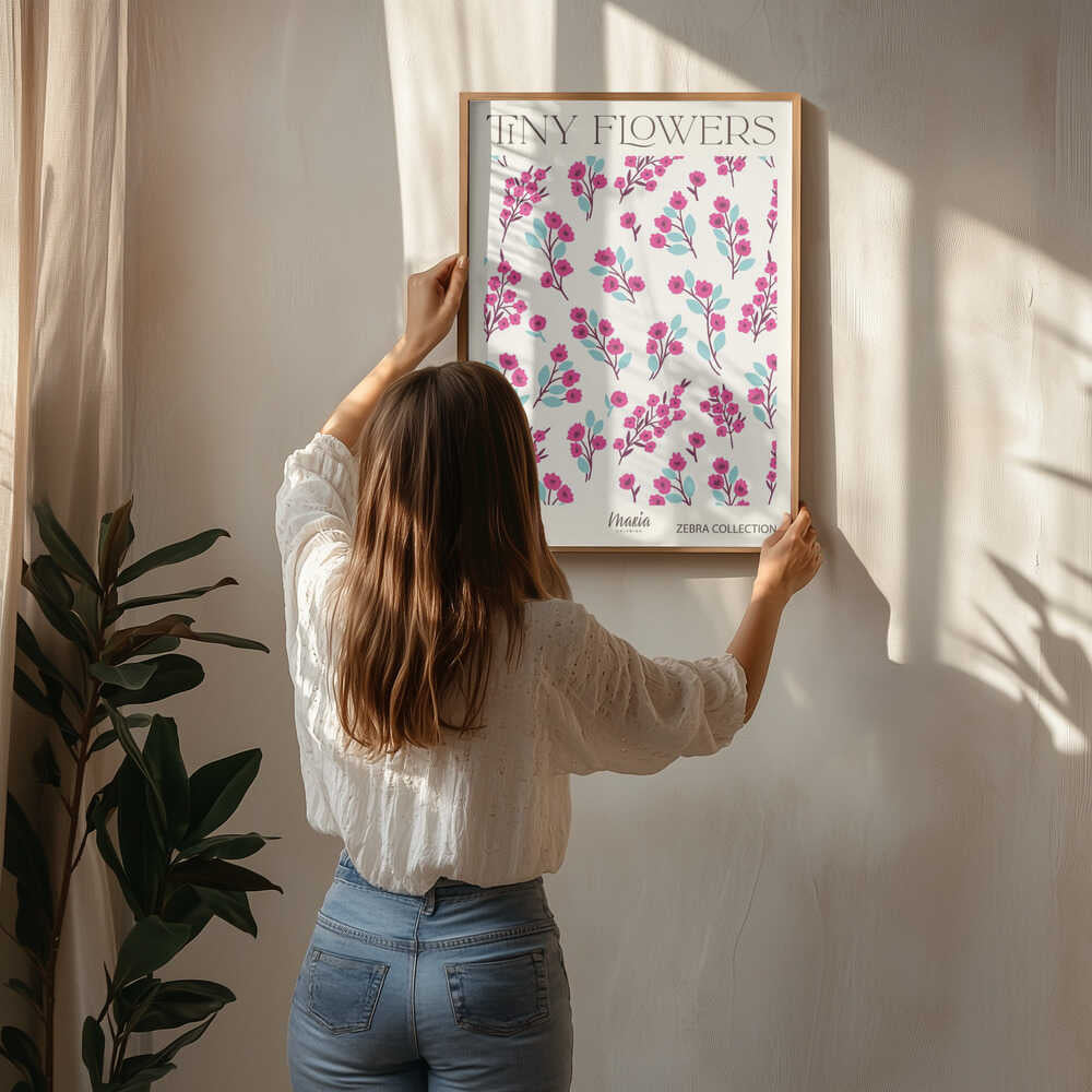 Små lyserøde blomster Plakat