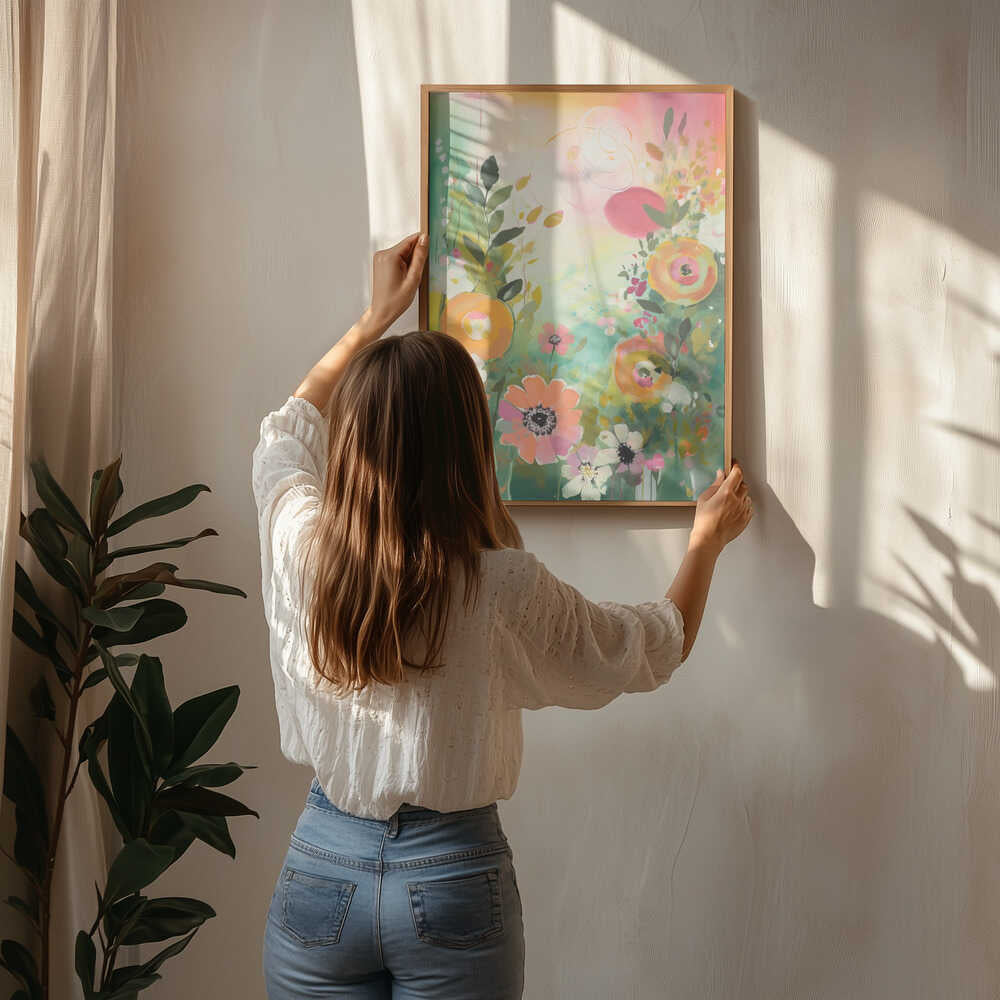 Livfull abstrakt blomster Poster