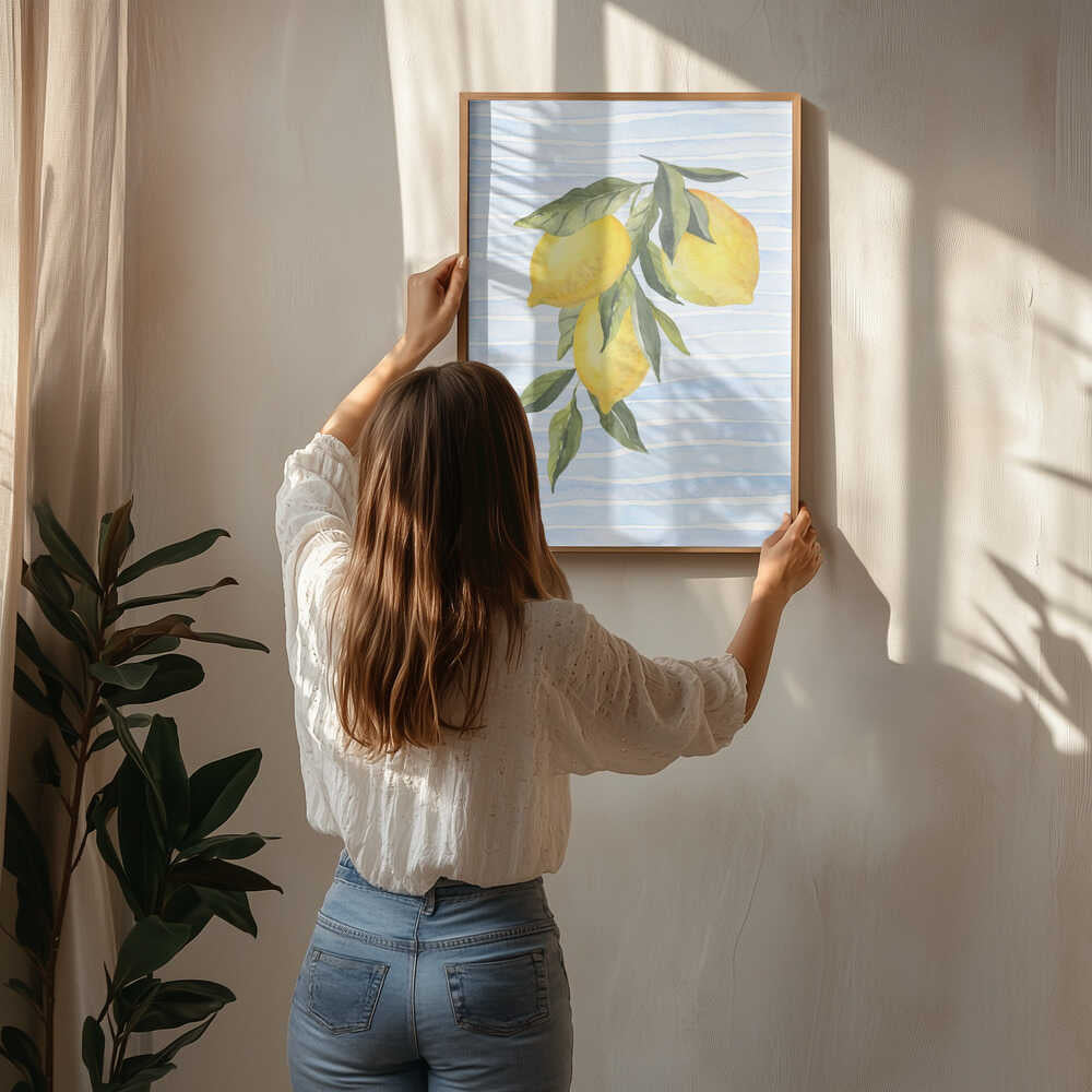 Citroner på striber akvarelplakat