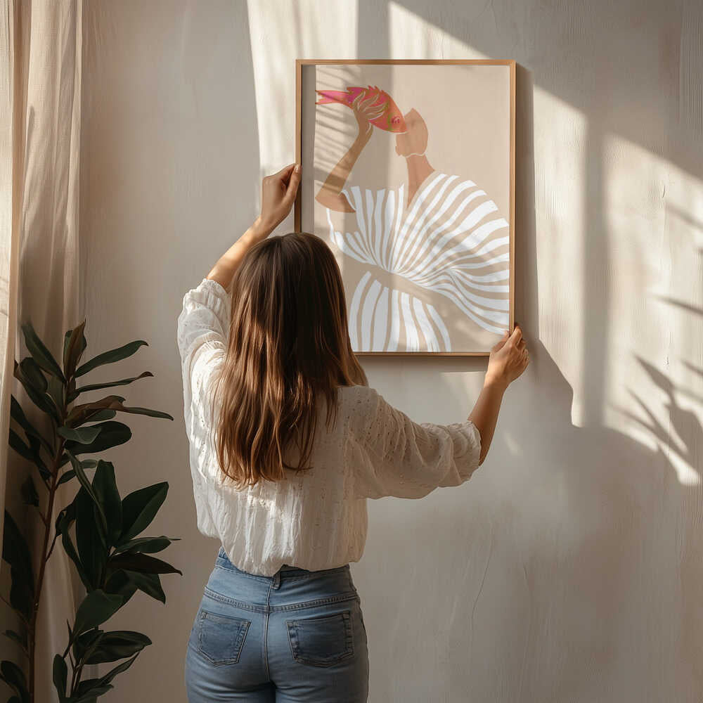 Woman Admires Fish Poster