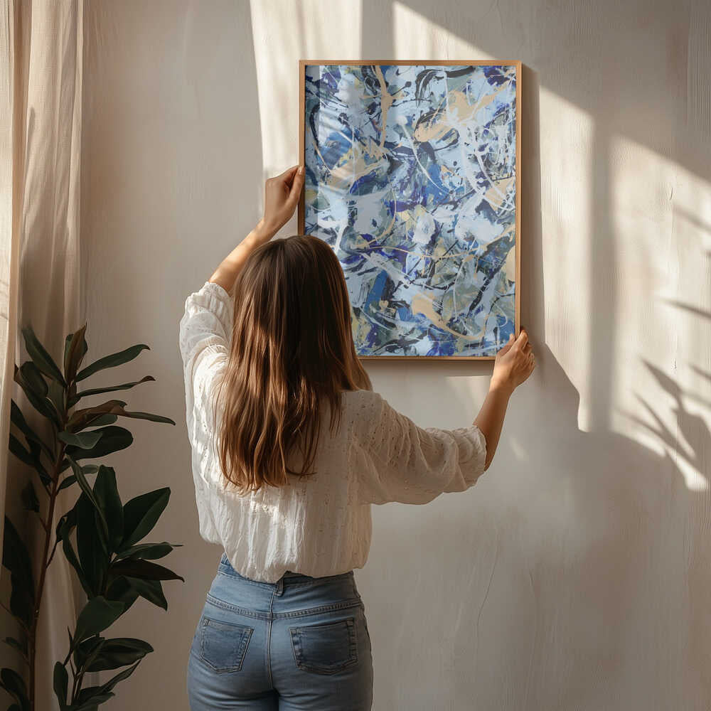 Dynamic Blue Paint Splatter Poster