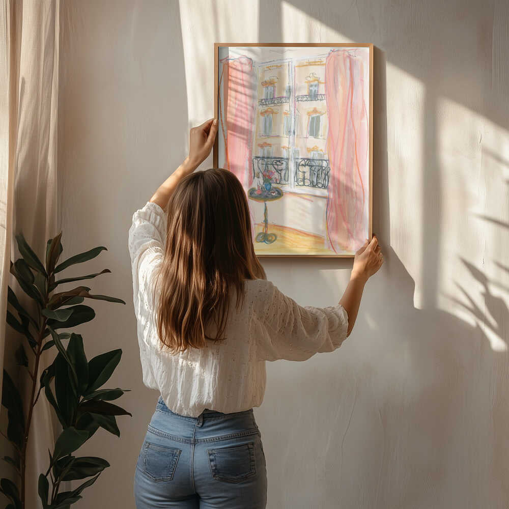 Paris Vinduesudsigt Illustrationsplakat