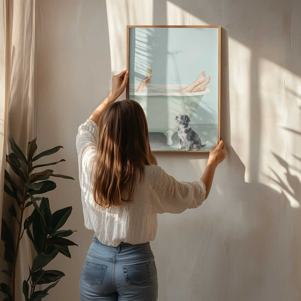 Prosecco i badkaret Poster