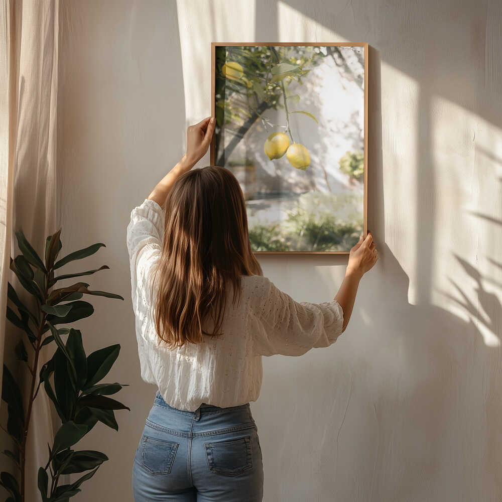 Färska citroner på träd Poster