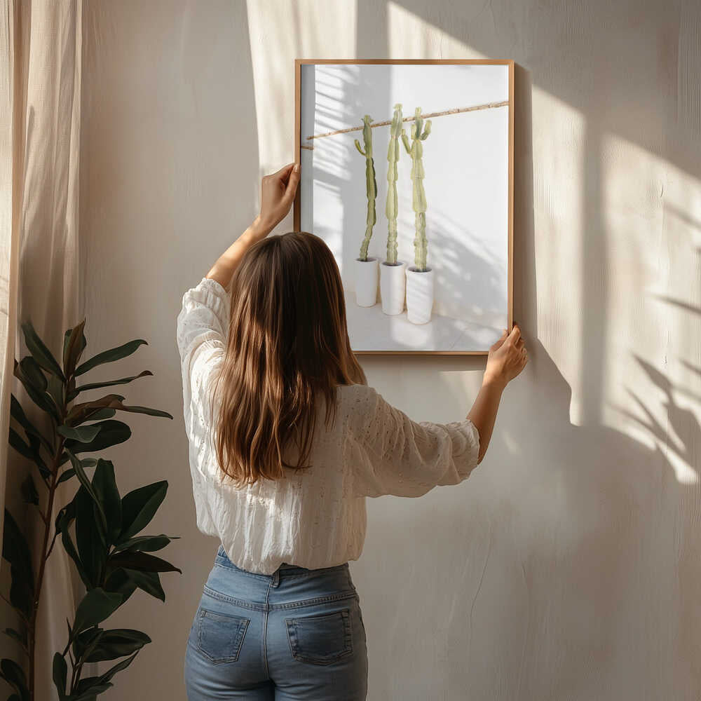 Kaktusar på vit Poster