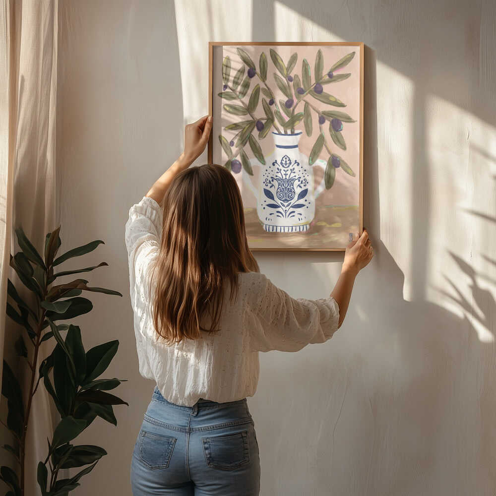 Olive Branches In a Pot Painting Poster