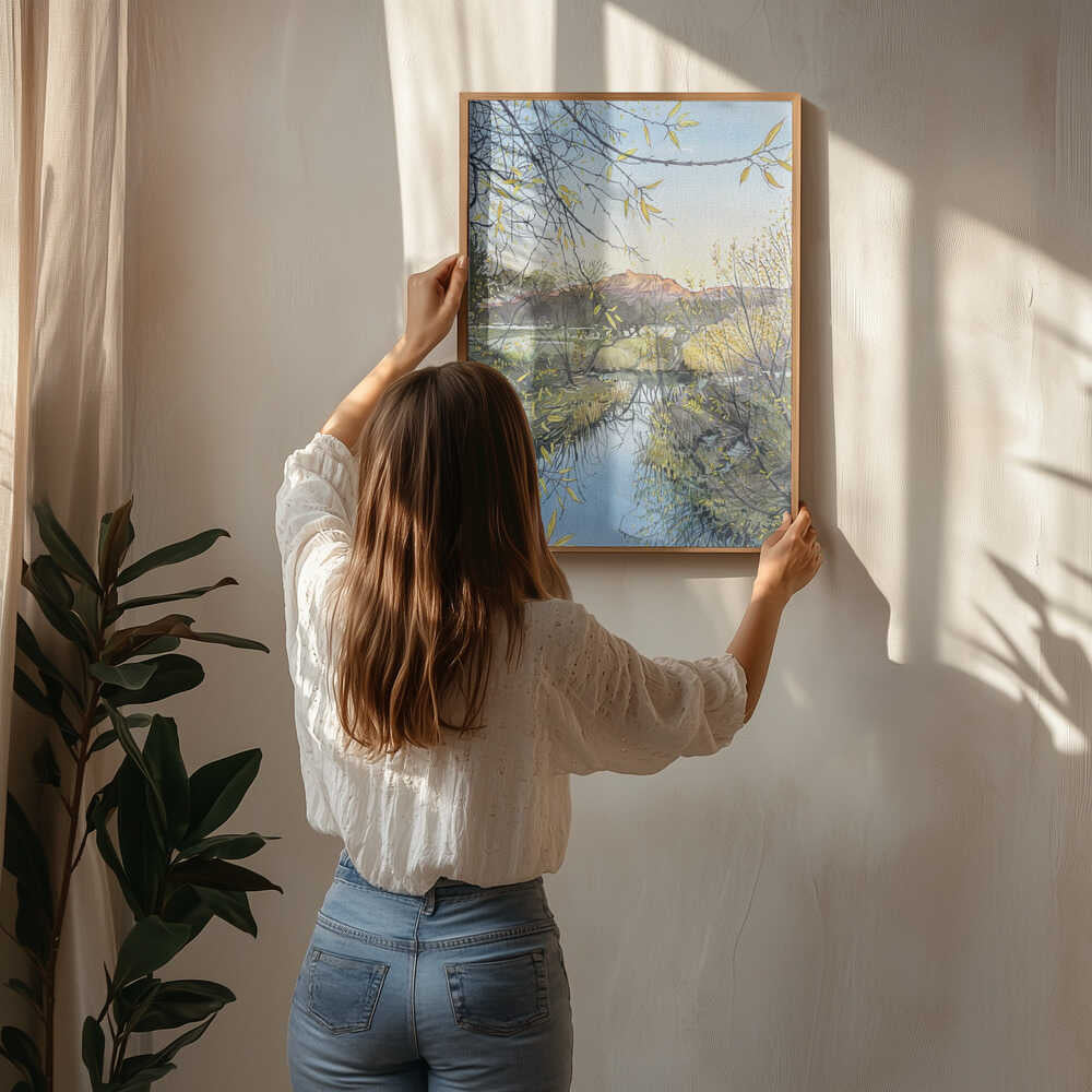 Gyldne Flodreflektioner Plakat
