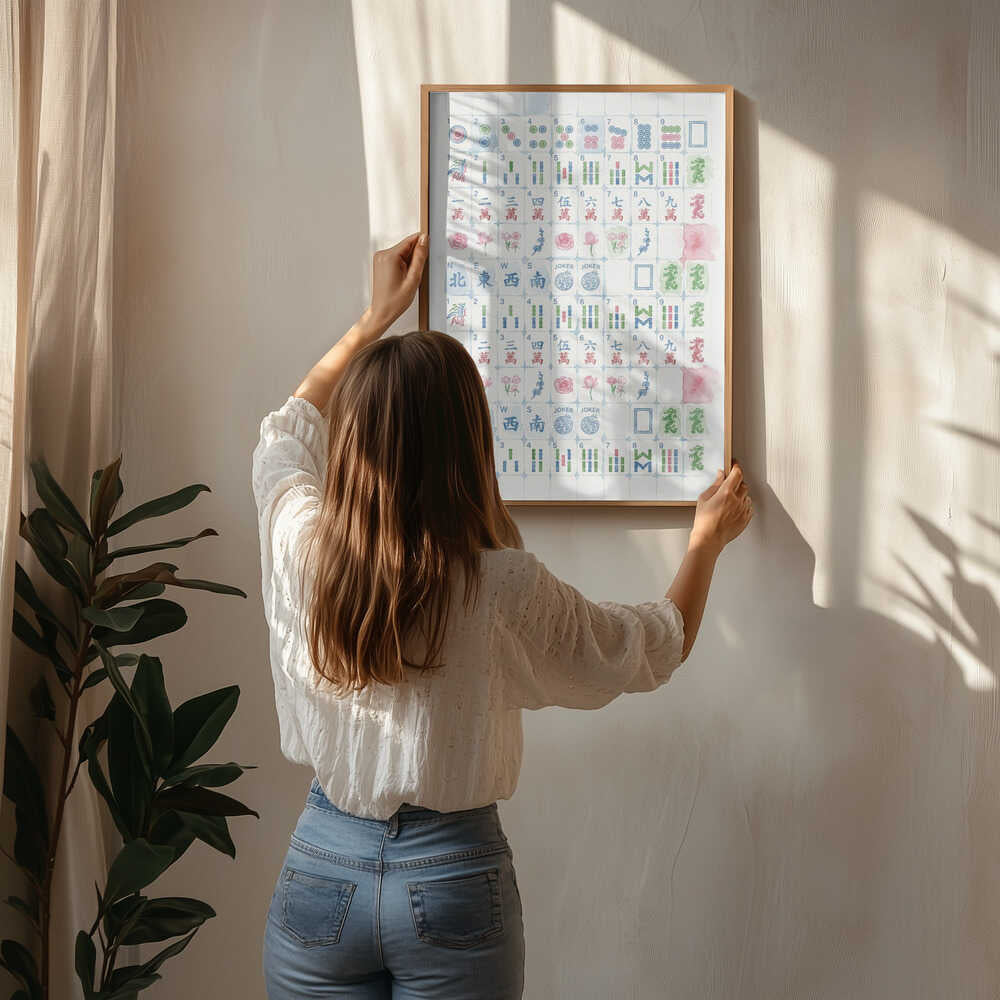 Watercolor Mahjong Tiles Poster