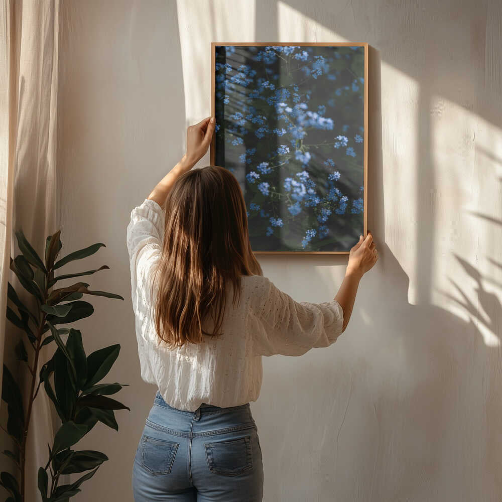 Lugna blå blommor Poster