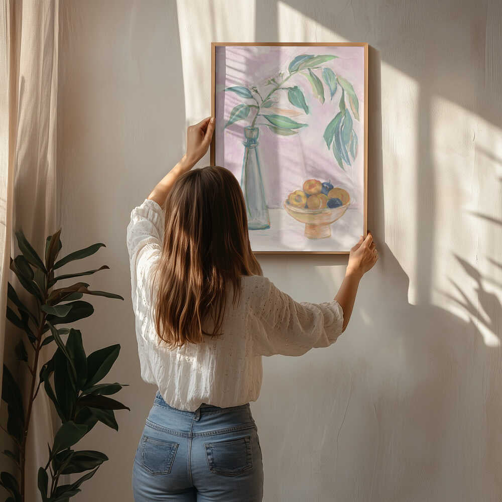 Plakat med frisk frugt og blomster