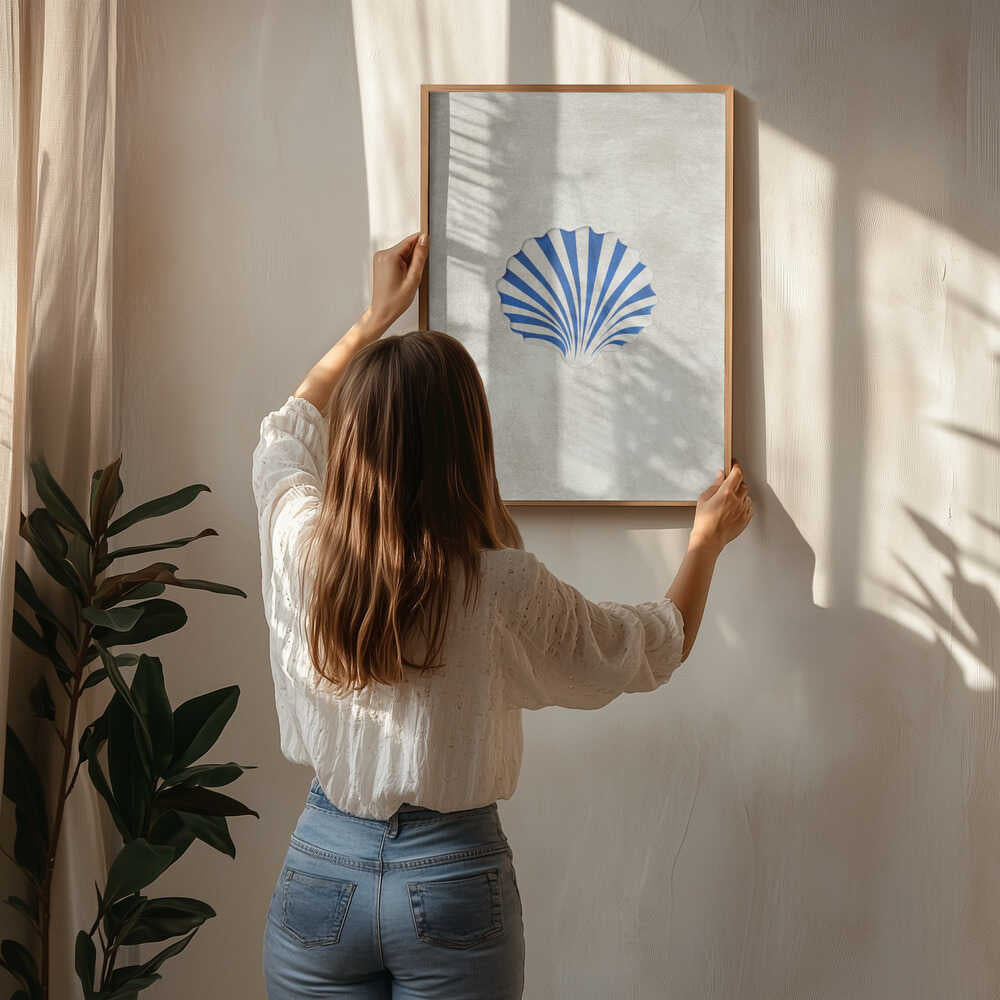 Blue Striped Scallop Poster