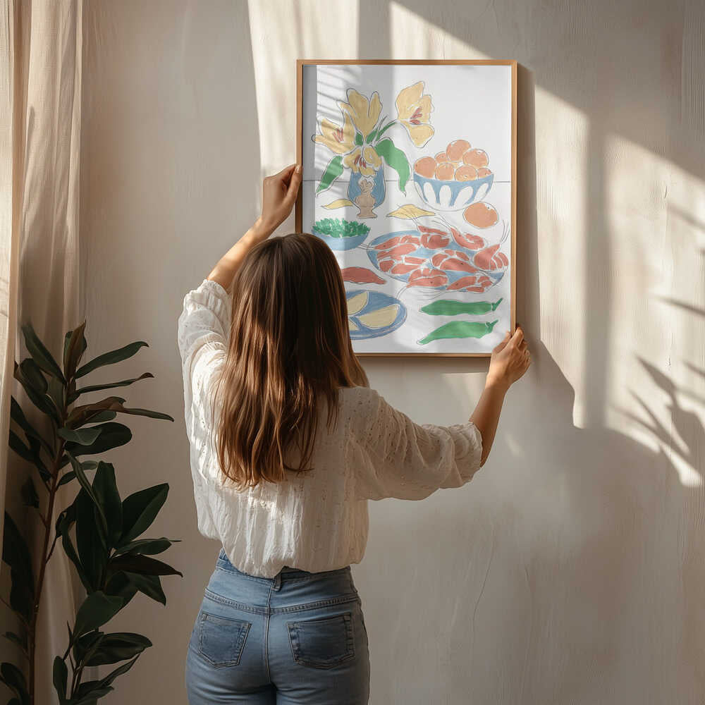 Fresh Flowers and Feast Poster
